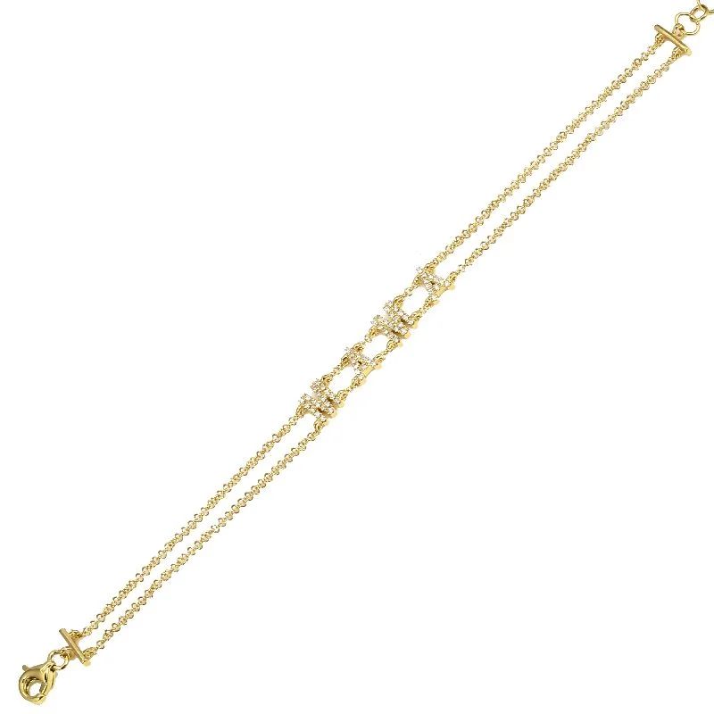 Infinity charm bracelets-14k Yellow Diamond Mama Double row bracelet