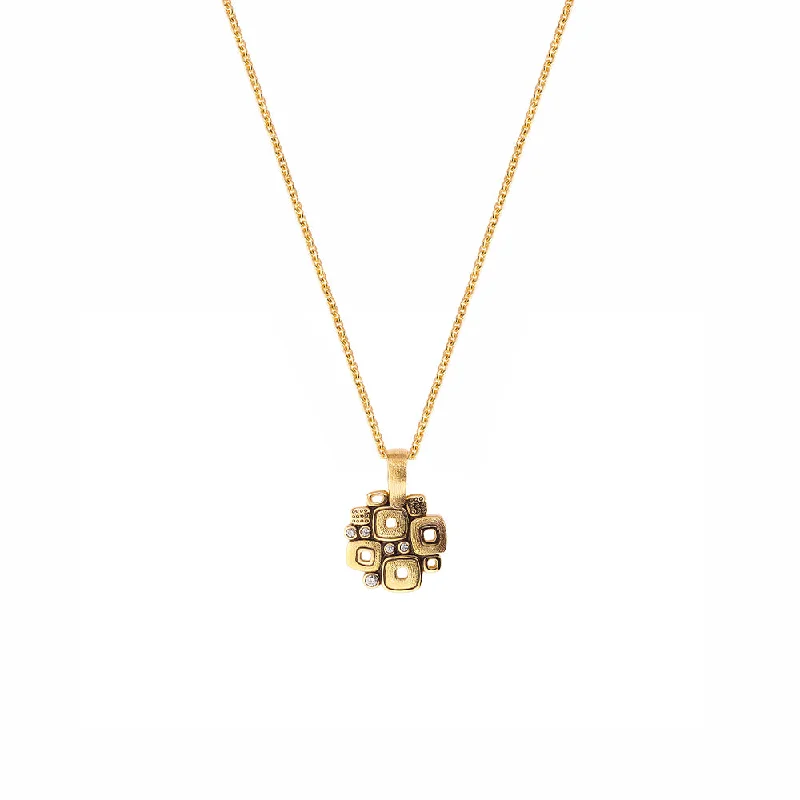 Simple chain necklaces for everyday use -18 Karat Yellow Gold "Little Windows" pendant With Diamonds