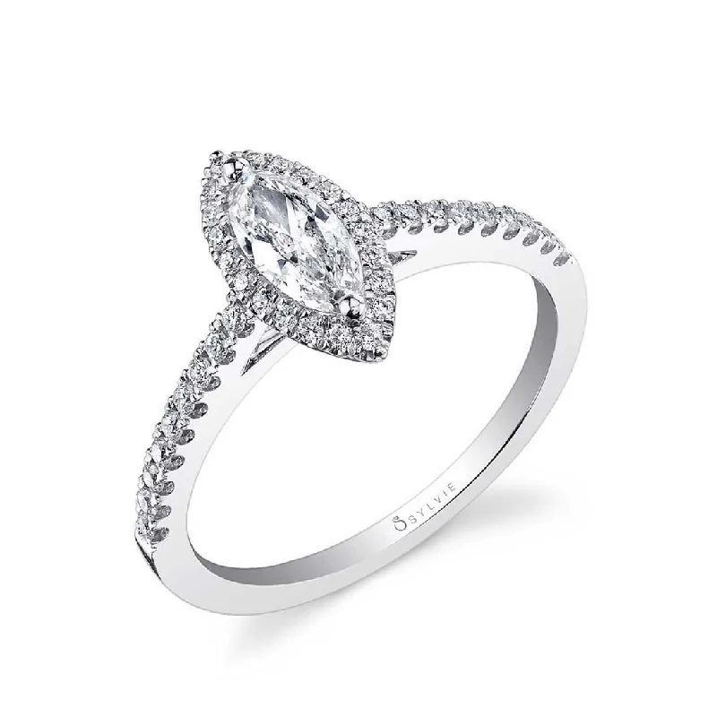 Men's rings for bold statements -Sylvie Marquise Halo Engagement Ring SY696-MQ