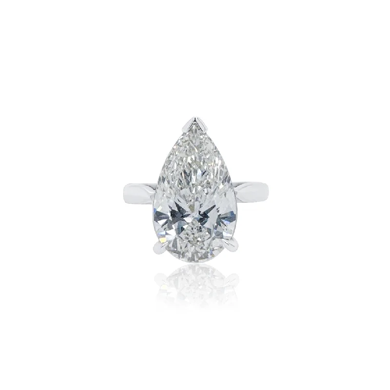 Simple diamond rings for everyday elegance -5.03 CT Pear Shape Lab Grown Diamond Solitaire 14K White Gold Engagement Ring