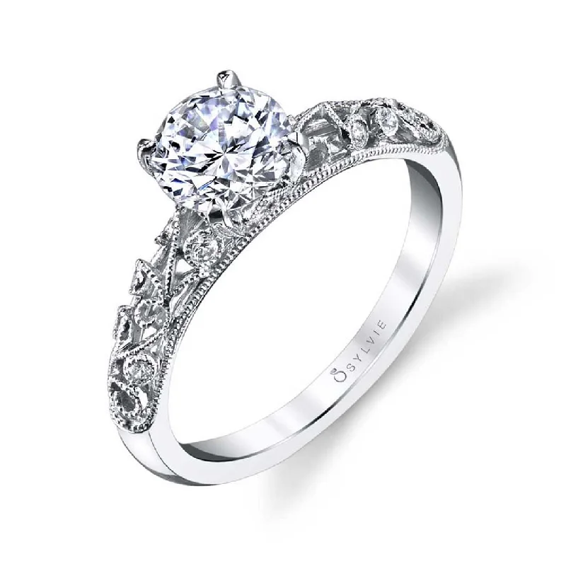 Custom diamond wedding bands for luxurious occasions -Sylvie Vintage Inspired Engagement Ring S1500