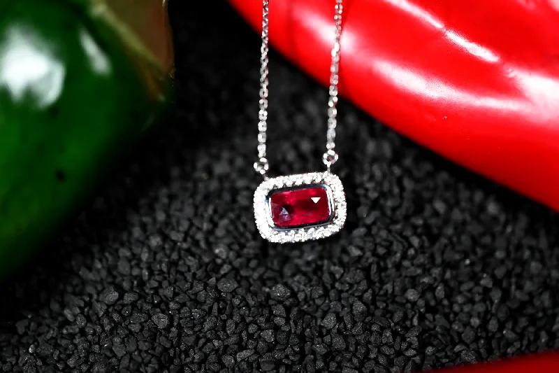 Handcrafted necklaces with unique designs -2.03CT RUBY & DIAMOND PENDANT