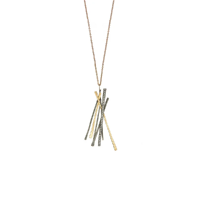 Boho-style tassel necklaces for chic, carefree fashion -18 Karat Yellow Gold and Sterling Silver Diamond Necklace