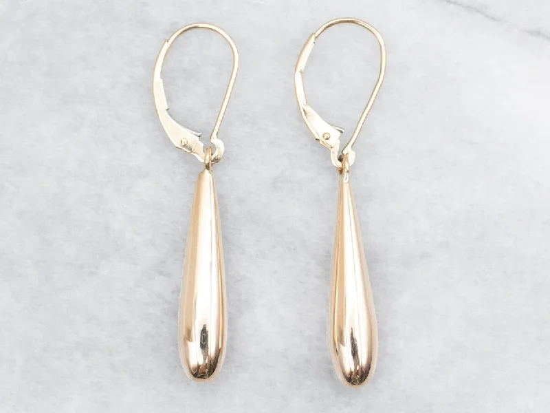 Trendy stud earrings for everyday wear -Yellow Gold Teardrop Shaped Drop Earrings