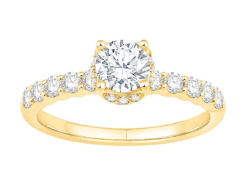 Unique pearl rings for feminine elegance -14K Yellow Gold Diamond Engagement Ring (1.12ctw)