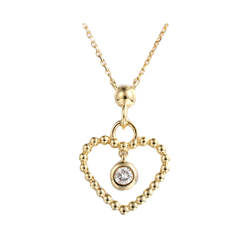 Sparkling rhinestone necklaces for glamorous events -14K Yellow Gold Diamond Heart Necklace