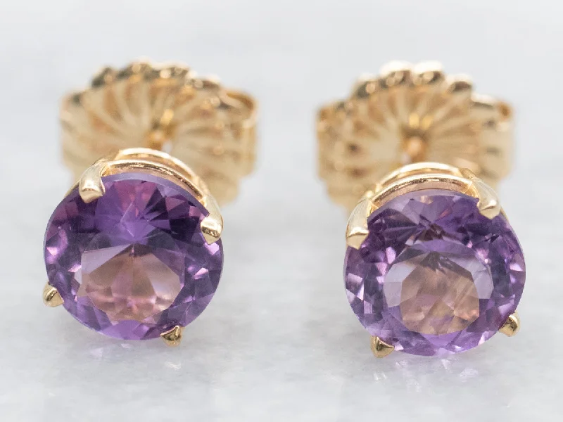 Elegant gold drop earrings for weddings -Amethyst Stud Earrings