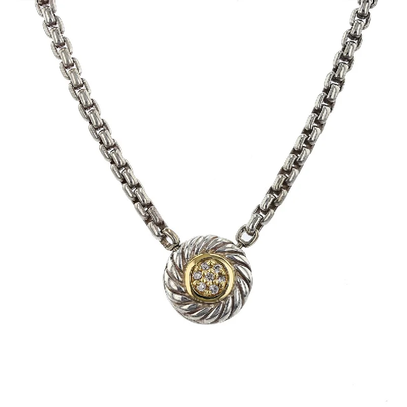 Handcrafted boho necklaces with earthy details -David Yurman Silver and 18K Gold Diamond Pendant Necklace