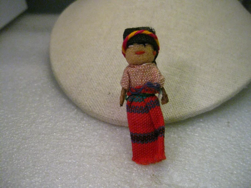 Butterfly enamel brooch-Vintage Hand Made Ethic Fabric Doll Brooch, Colombia/Peruvian 2.5"