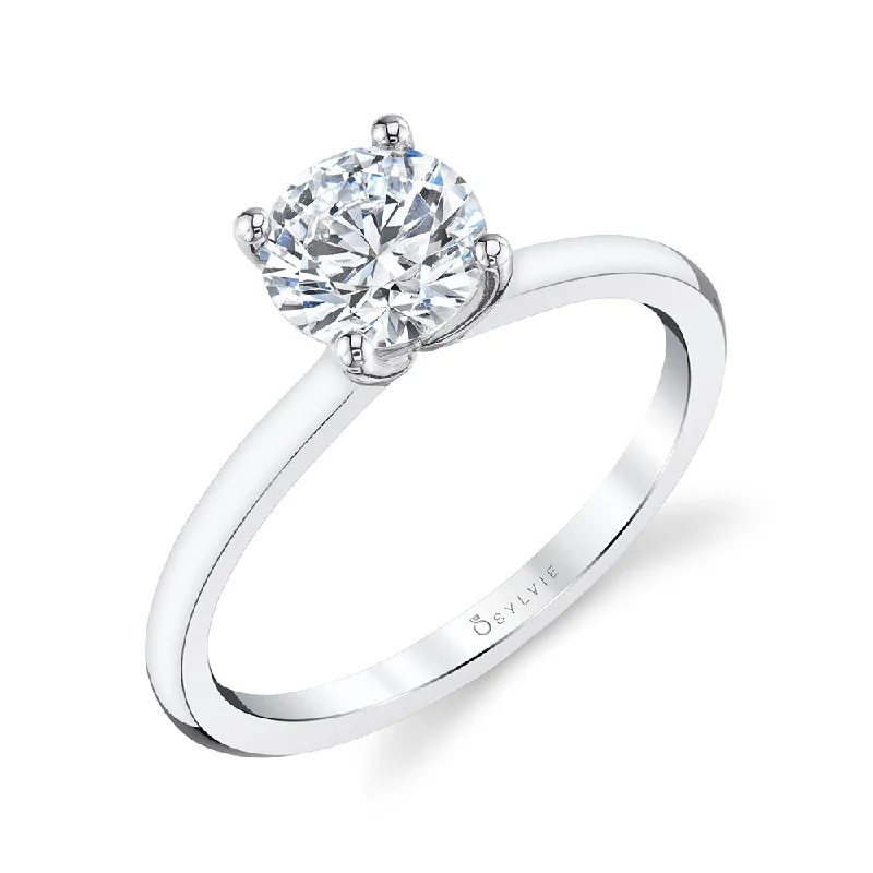 Luxury diamond rings for upscale occasions -Sylvie Solitaire Engagement Ring S1955