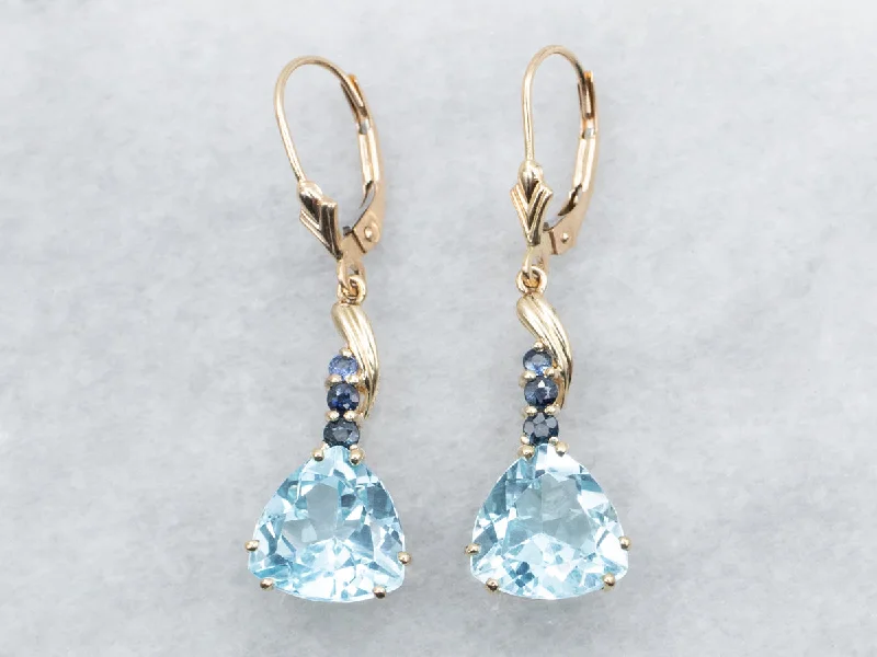 Simple gold earrings for understated beauty -Blue Topaz and Sapphire Drop Earrings