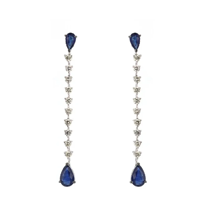 Trendy stud earrings for everyday wear -Blue Sapphire & Diamond Drop Earrings