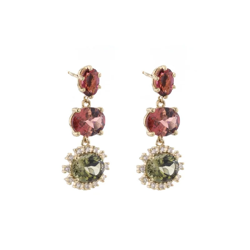 Statement earrings for bold fashion -Tourmaline & Diamond Drop Earrings