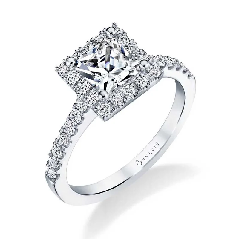 Custom infinity rings for eternal love -Sylvie Princess Cut Engagement Ring With Halo S1475-PR