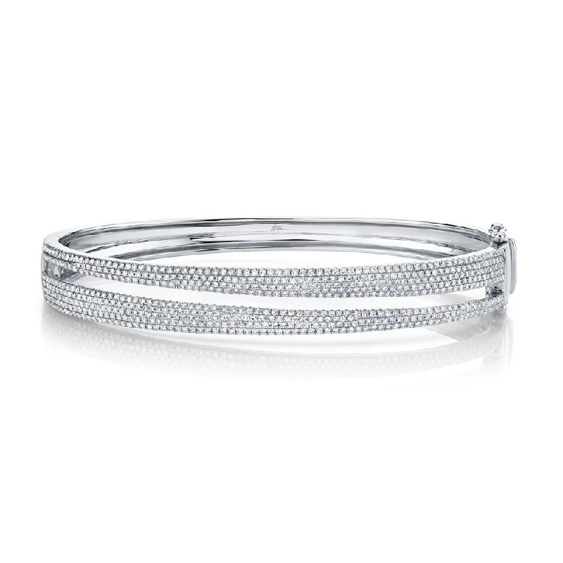 Gemstone bracelets-14K White Gold Diamond Pave Split Bangle