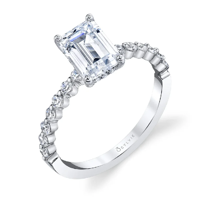 Custom-designed promise rings for meaningful gifts -Sylvie Emerald Cut Engagement Ring S1P14-EM