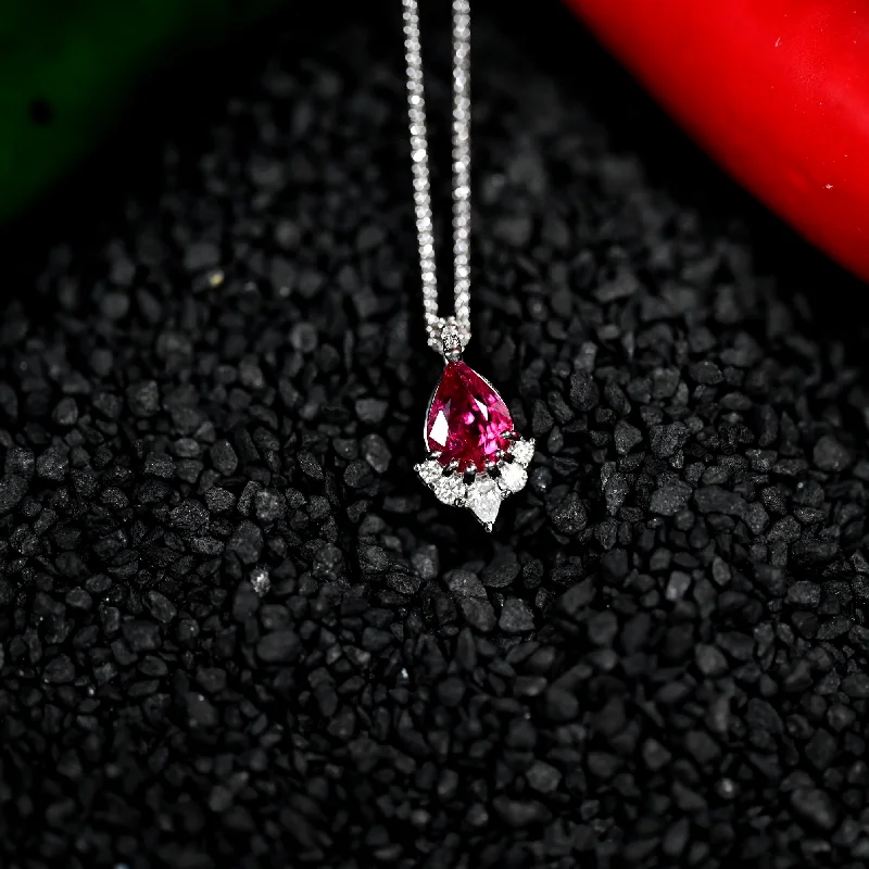 Custom angel wing necklaces for spiritual gifts -0.99CT RUBY & DIAMOND CUSTOM PENDANT