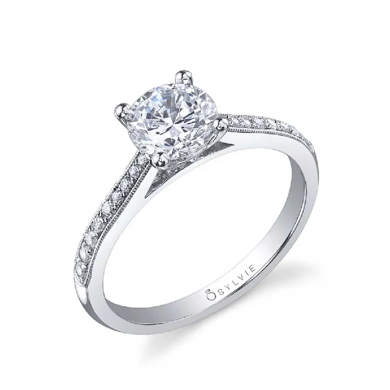 Trendy infinity rings for modern love -Sylvie Round Solitaire Engagement Ring SY821