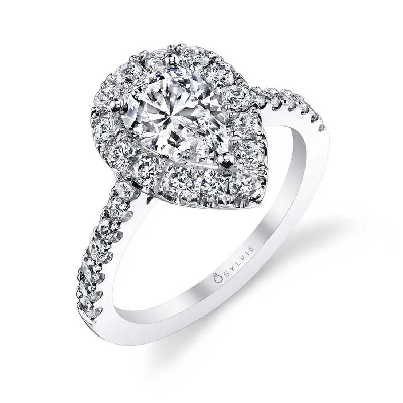 Wedding bands for couples -Sylvie Pear Shaped Engagement Ring With Halo S1199-PS