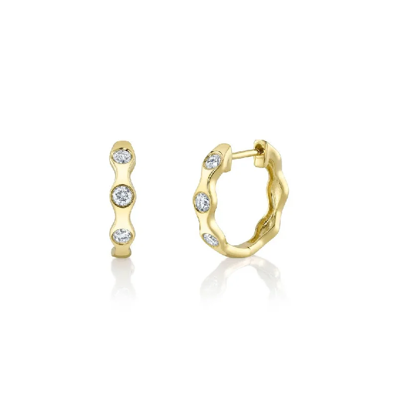 Sparkling earrings with cubic zirconia stones -0.27 ctw Diamond Huggie Earrings