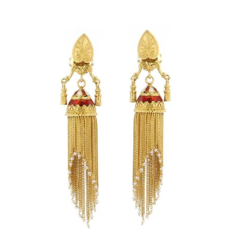 Vintage-inspired earrings for retro looks -Enamel Tassel Earrings