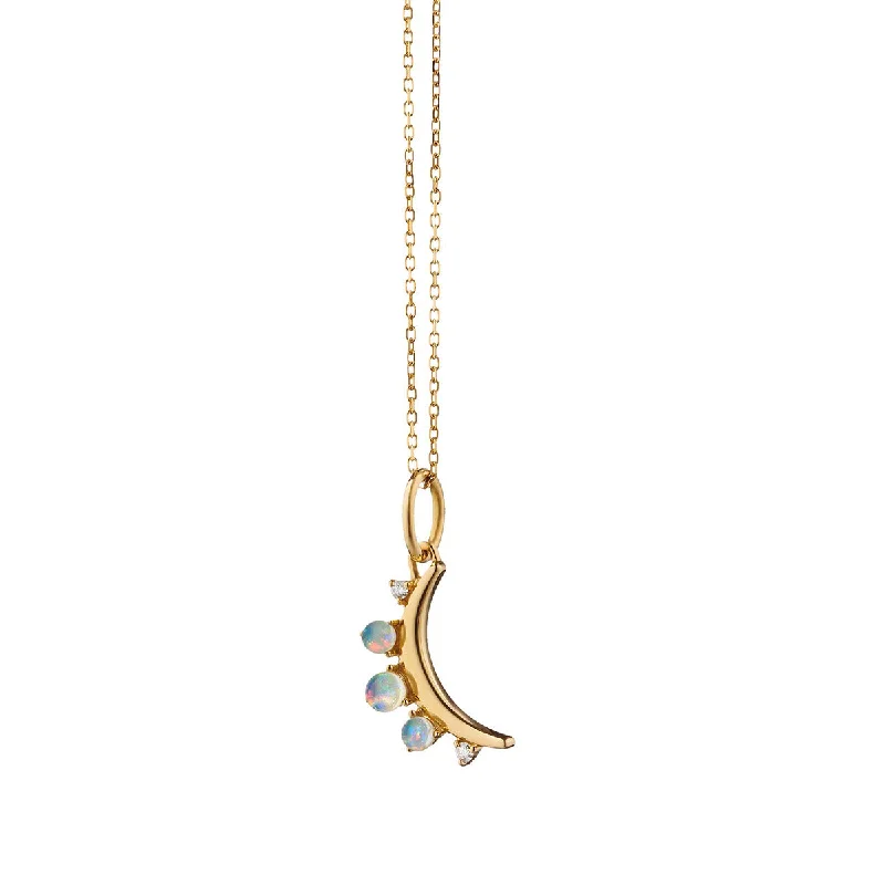 Classic gold pendant necklaces for timeless beauty -October Opal Moon Birthstone Necklace