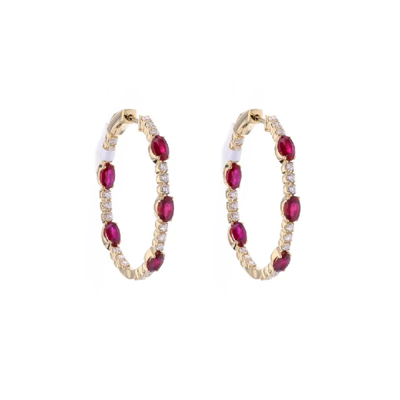 Classic pearl earrings for formal attire -Ruby & Diamond Inside-Out Hoop Earrings