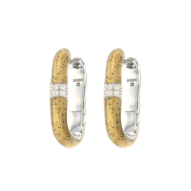 Luxury drop earrings with diamond details -0.14 ctw Diamond Sterling Silver & Enamel Earrings