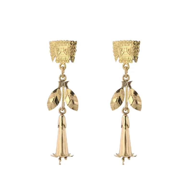 Long chandelier earrings for glamorous looks -Aztec Drop Post Earrings