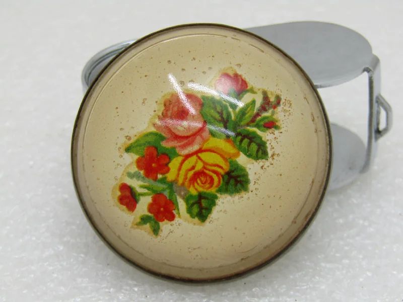 Handmade enamel brooch-Vintage Floral Bridle Button/Rosette Brooch, 1.75" Across, Early 1900's