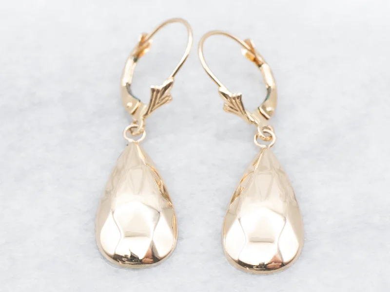 Simple gold earrings for understated beauty -Faceted Gold Teardrop Earrings