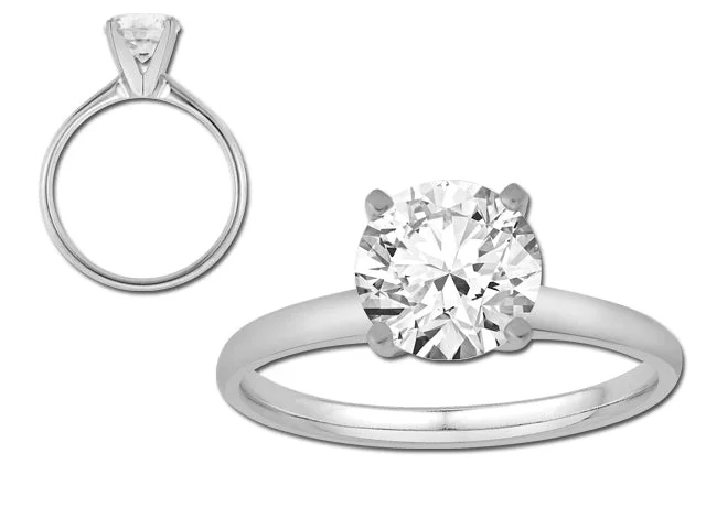 Classic platinum rings for luxury fashion -14K White Gold Diamond Solitaire Engagement Ring