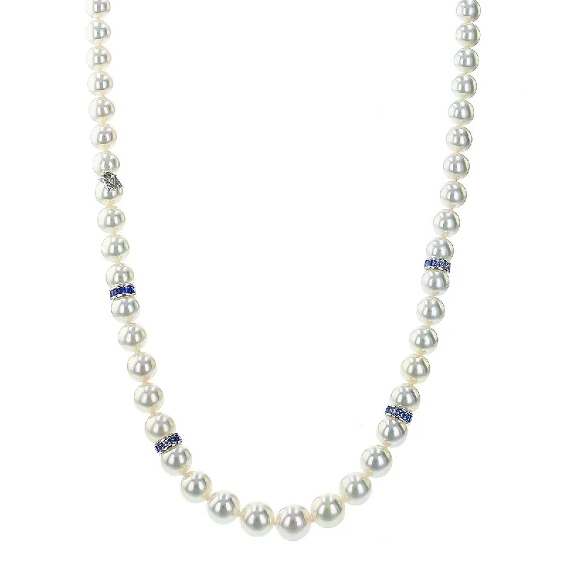 Boho-style crystal necklaces for laid-back fashion -Ocean Akoya Cultured Pearl Necklace