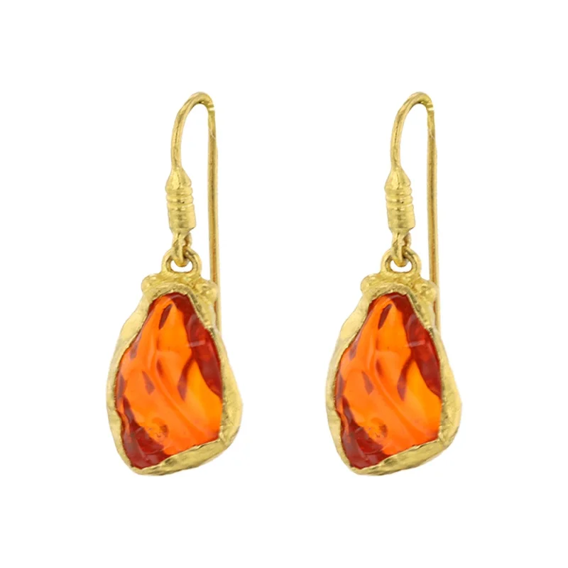 Gemstone earrings for a pop of color -Mexican Fire Opal Drop Earrings