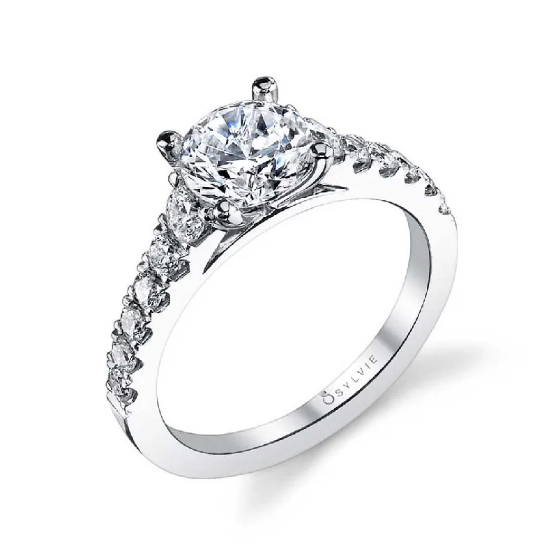 Simple wedding bands for understated elegance -Sylvie Classic Diamond Engagement Ring S1127