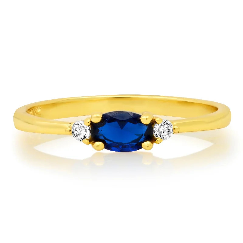 Men's rings for bold statements -BLUE OVAL RING, GOLD