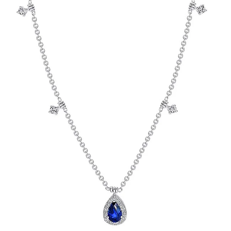 Heart-shaped necklaces for romantic gifts -Diamonds By The Yard Diamond Necklace with Sapphire