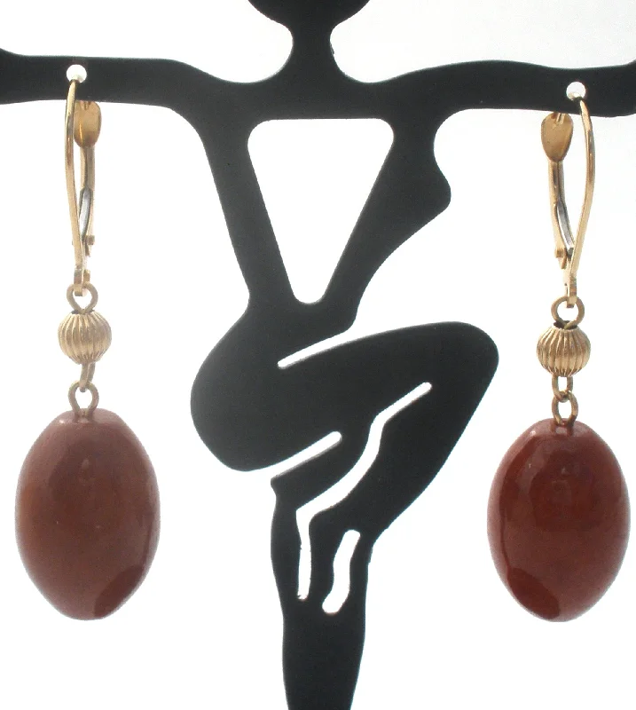 Elegant gemstone drop earrings for luxury wear -14K Gold Red Jasper Pierced Earrings Dangle