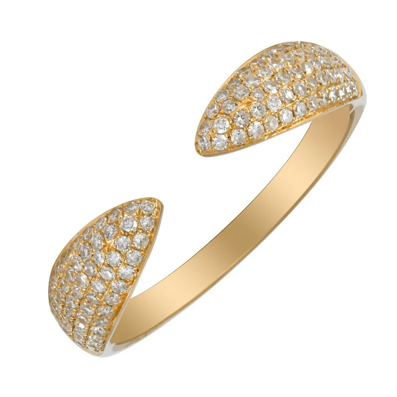 Custom diamond wedding bands for luxurious style -14k Yellow Diamond Pave Open Claw Ring