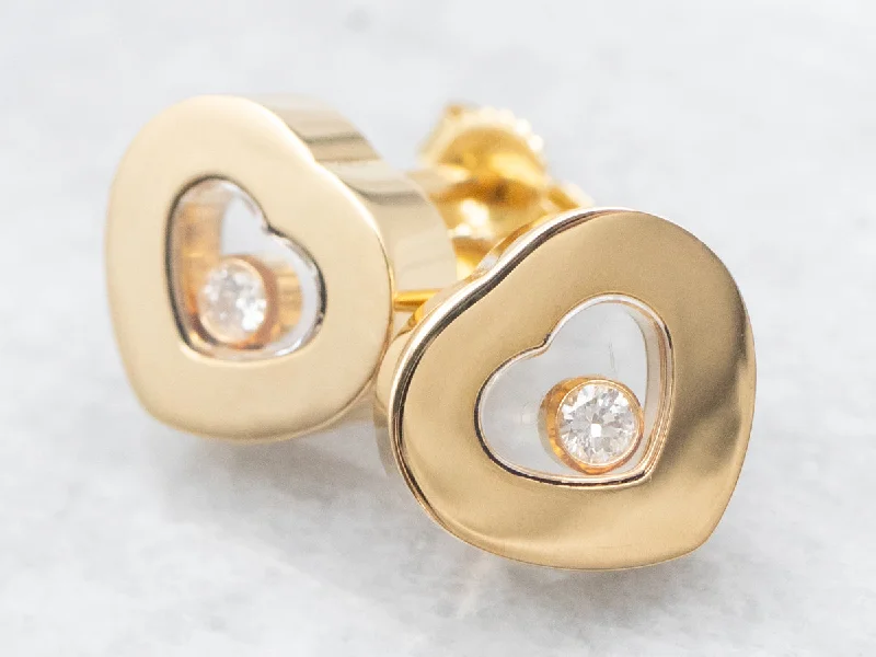 Trendy geometric earrings with modern appeal -Modern 18-Karat Gold Heart Shaped Diamond Stud Earrings