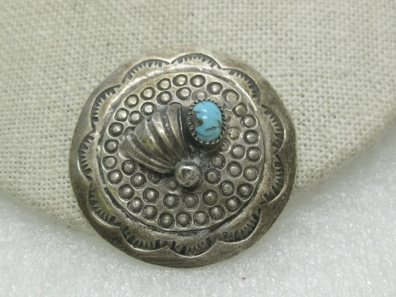 Elegant vintage brooch-Vintage Southwestern Turquoise Brooch, signed M E. Tsosie, Navajo/Native America