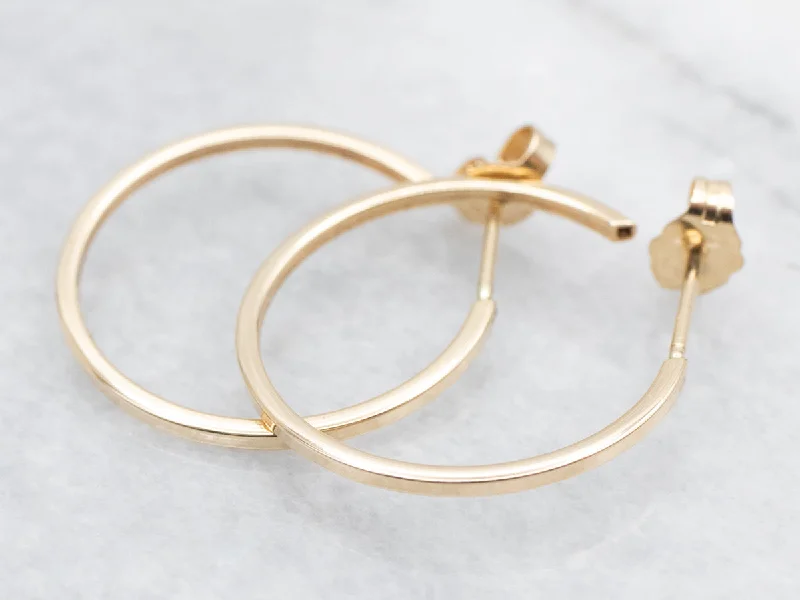 Custom-designed earrings for special events -Squared Yellow Gold Hoop Earrings