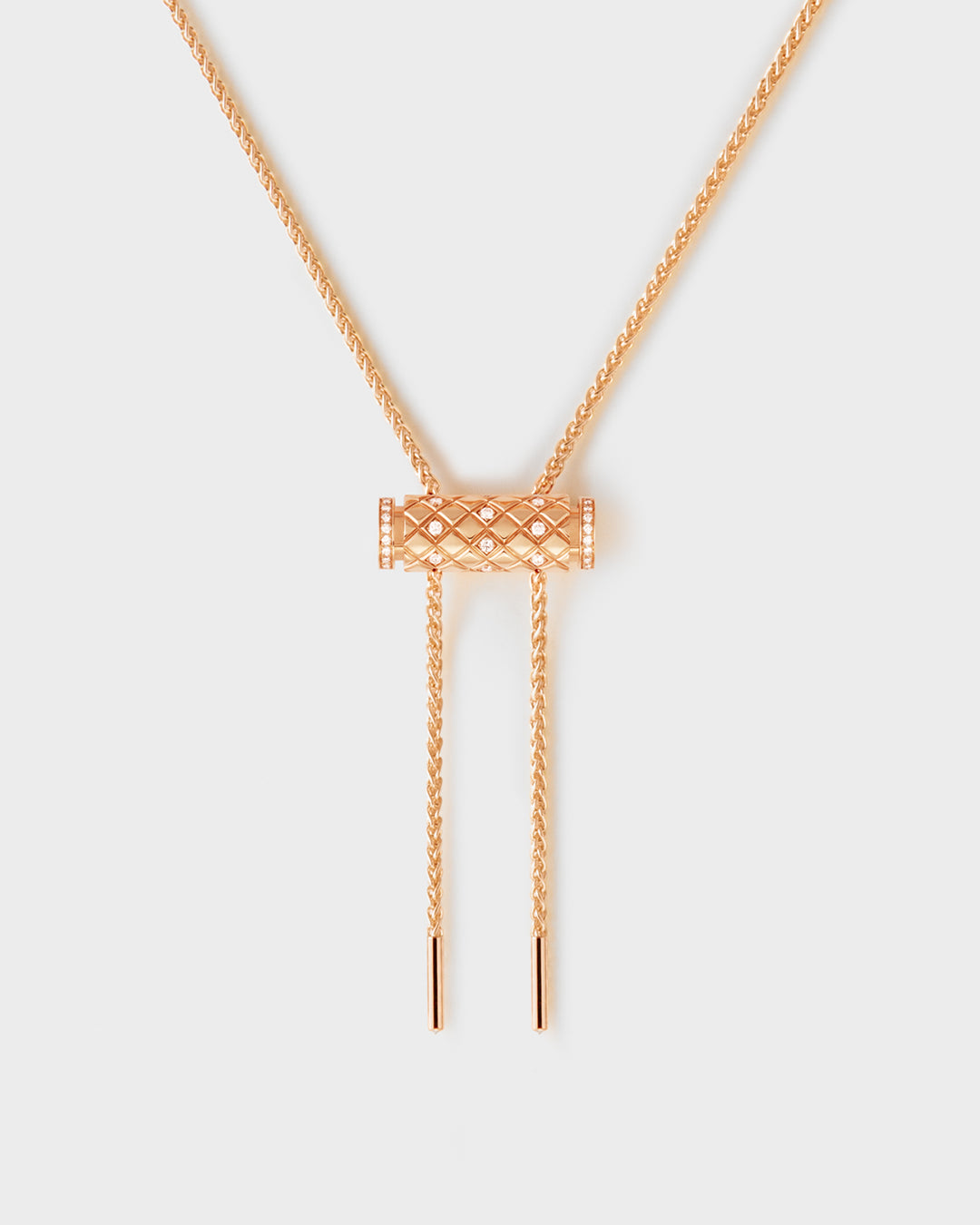 Minimalist gold necklaces for subtle beauty -Semi-Paved Latch Pendant on MM Chain in Rose Gold