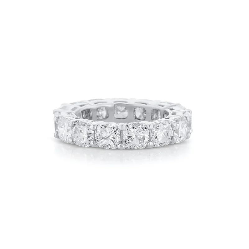 Elegant gemstone rings for glamorous style -7.62 Cttw Cushion Cut Diamond Platinum Eternity Band