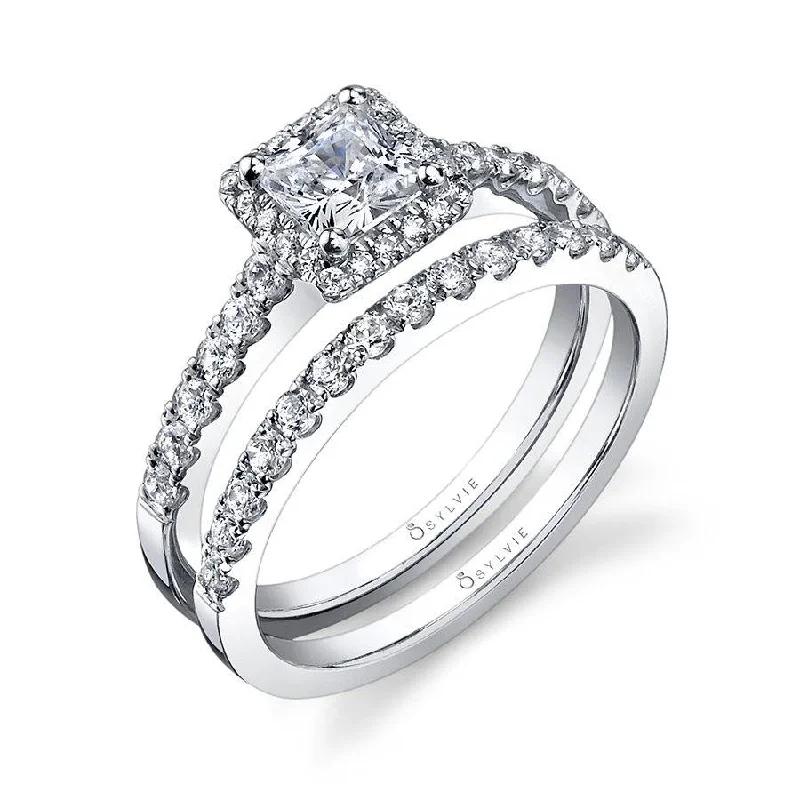 Vintage diamond rings for classic romance -Sylvie Petite Princess Cut Engagement Ring With Halo SY697