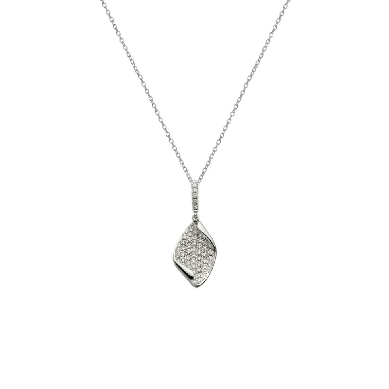 Custom engraving necklaces for heartfelt gifts -18 Karat White Gold Diamond Scroll Pendant