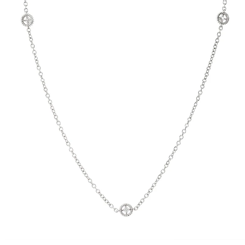 Designer silver necklaces for timeless style -Necklace with 7 Diamond Stations