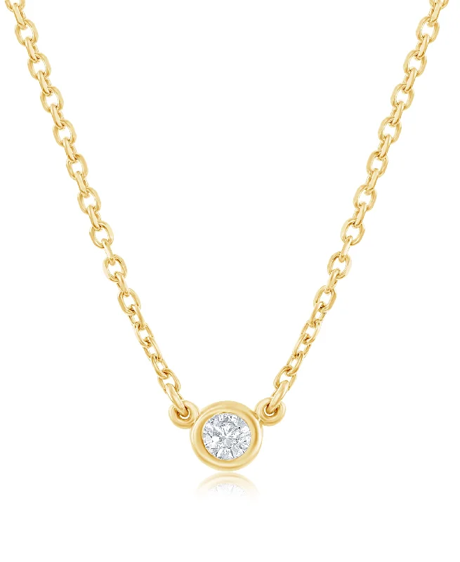 Statement gold necklaces for luxurious style -14K Yellow Gold Bezel-Set Diamond Solitaire Necklace - 0.05ct, G, SI1, 18-Inch Chain