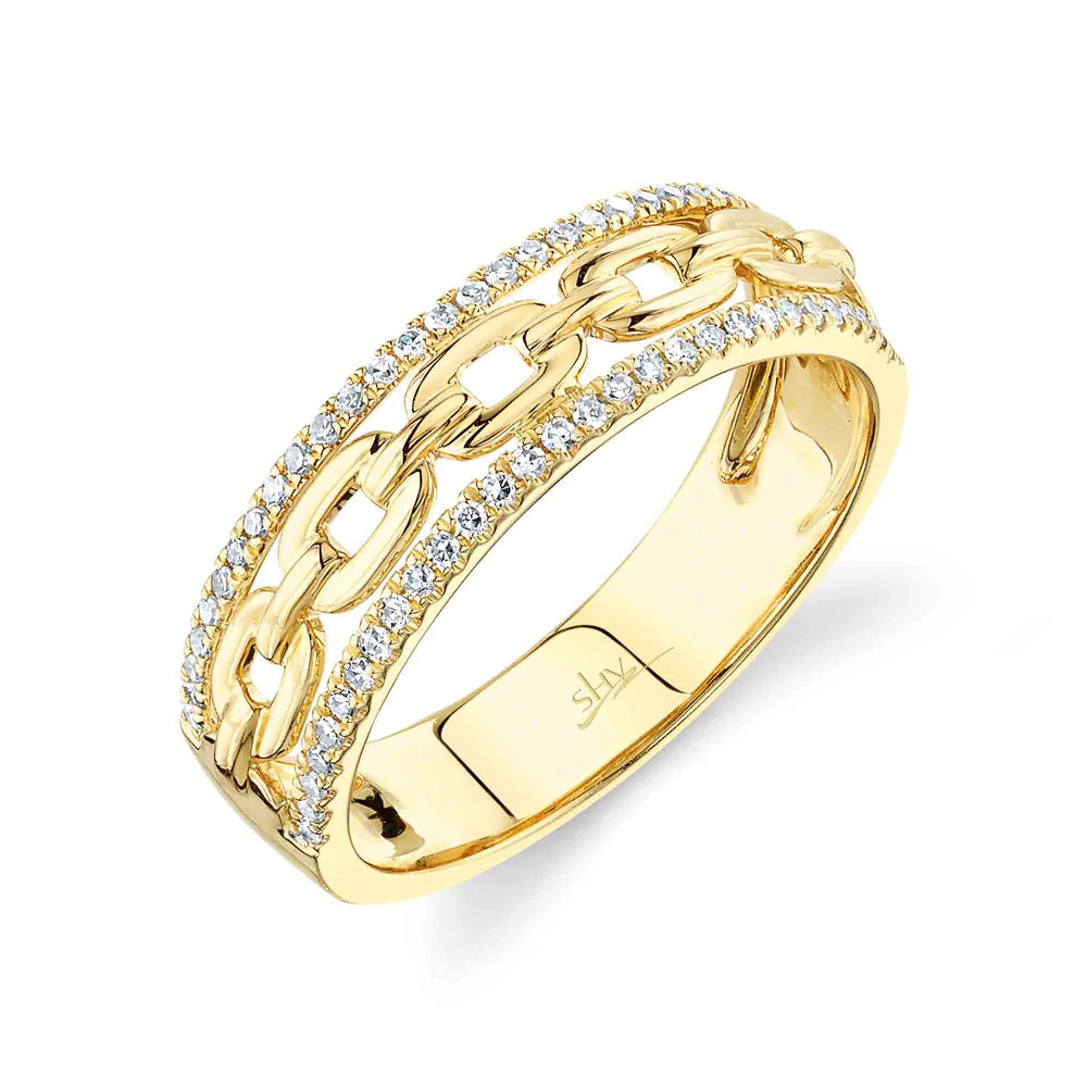 Unique wedding rings with personalized designs -14K Yellow Gold Diamond Link Ring