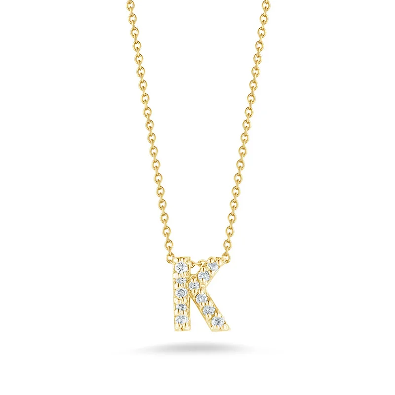 Silver rope necklaces for timeless elegance -Love Letter Diamond Initial K Necklace in Yellow Gold